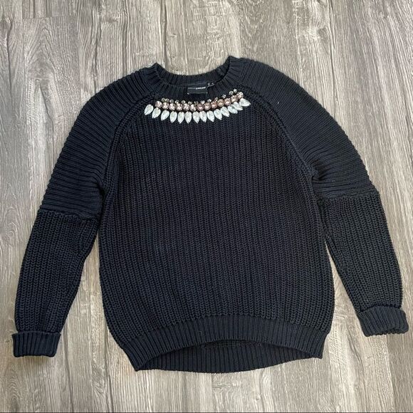 ASOS jewel neckline ribbed chunky cuffed Crewneck sweater - Picture 6 of 13